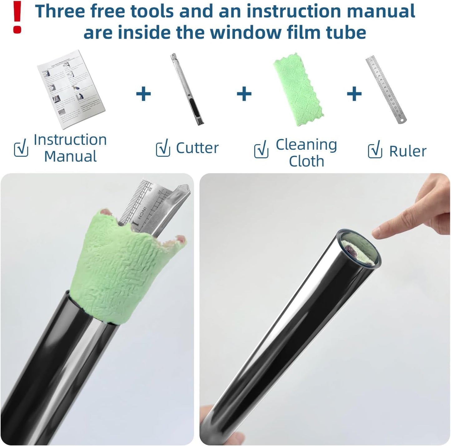 DUOFIRE One Way Window Film Privacy See Out Not in Heat Blocker Window Tint Reflective Mirror Windows Tinting Film for Home Static Cling Anti-UV Sun Blocking Windows Covering(Black, 17.4x157.4in)