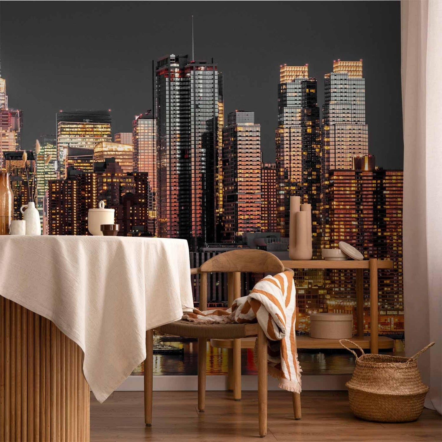 artgeist Premium Wall Mural New York City 216x98 in - Non-Woven Photo Wallpaper Art Print Fleece Wall Mural Decoration Poster Picture Design Night Skyline Panorama d-B-0060-a-e