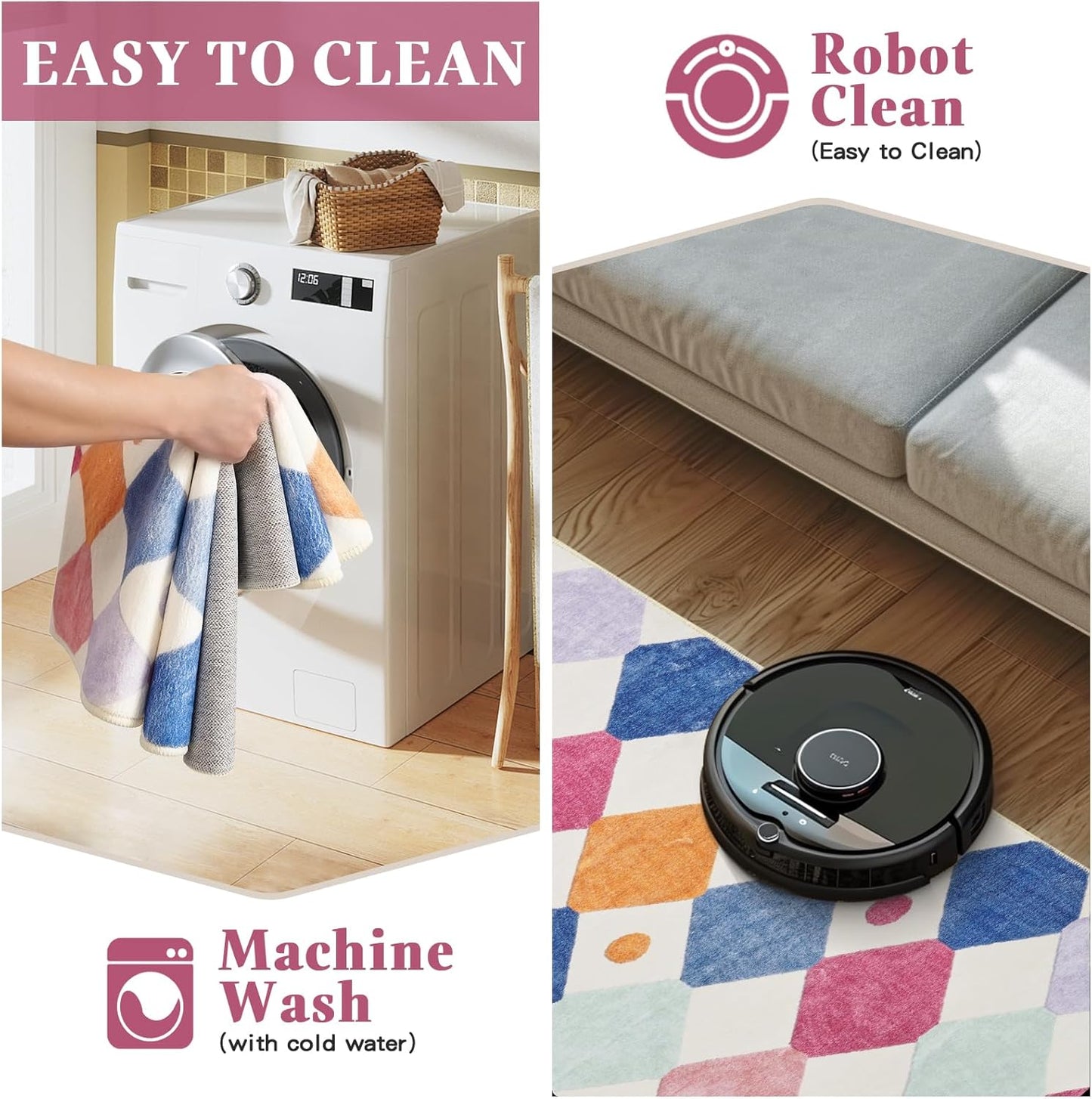 jinchan Kids Rug for Classroom 7ft Radius Corner Washable Area Rug Modern Colorful Quarter Circle Rug Soft Non-Slip Carpet for Nursery Playroom Daycare Reading Nook Living Room Berries on Cream