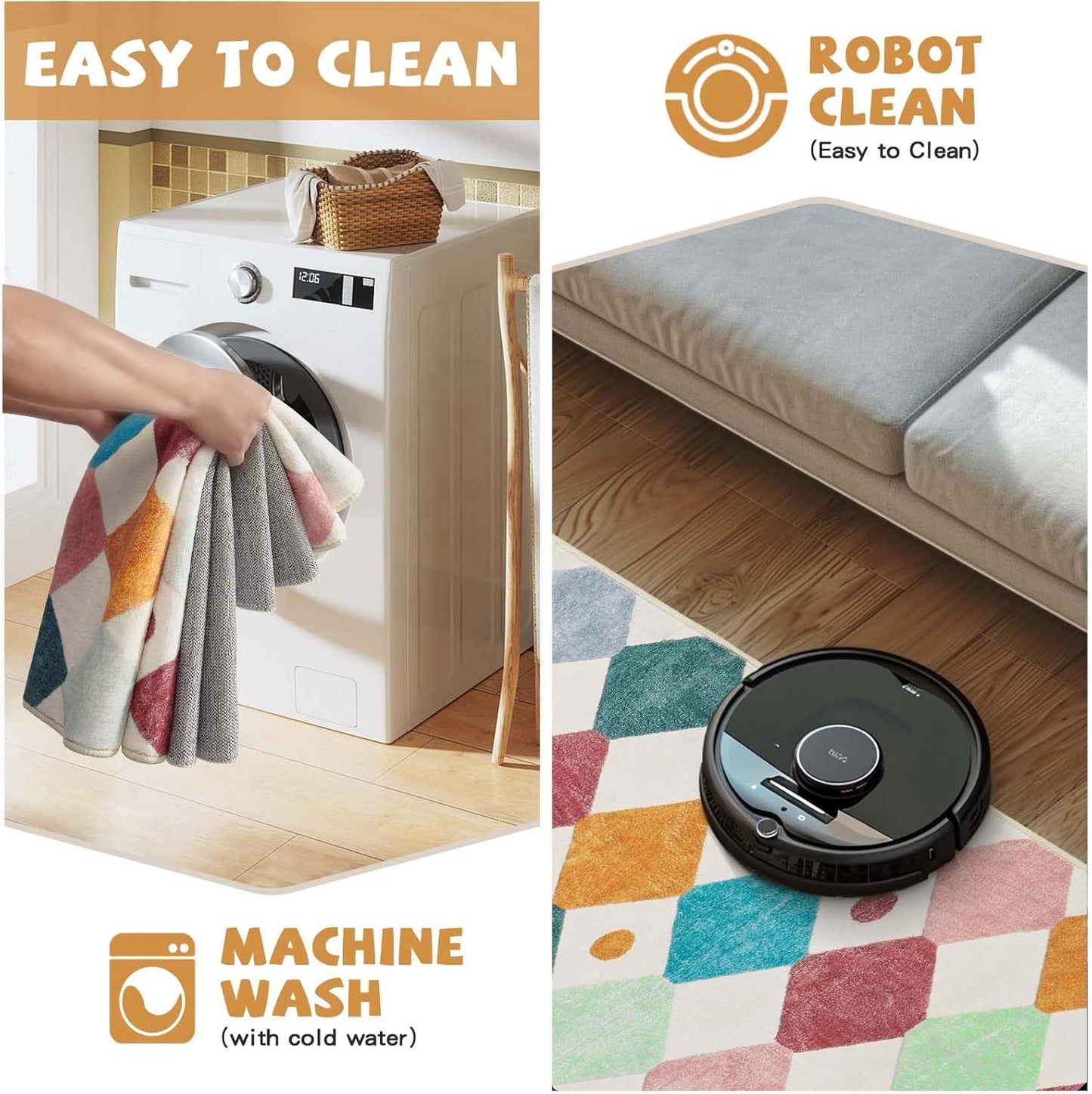 jinchan Area Rug 5x7 Kids Washable Indoor Floor Cover Non-Slip Modern Soft Rug Elementary School Classroom Colorful Diamond Carpet for Nursery Playroom Daycare Bedroom Living Room Confetti on Cream