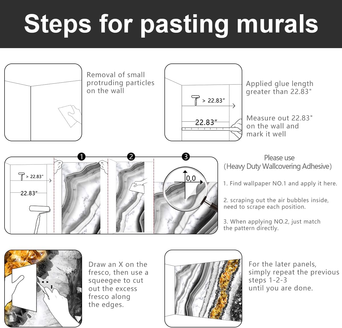 -Black and Gold Marbled Fabric Wallpaper Living Room Abstract Art Bedroom Bathroom Wall Mural- 91"x65"( not Peel and Stick)