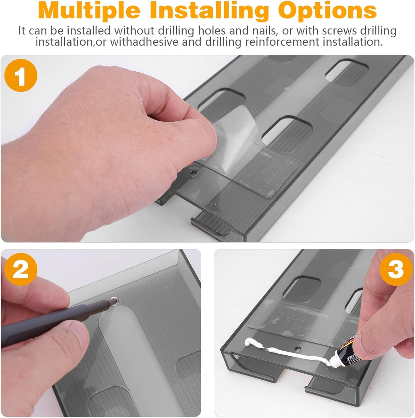 2 Pcs Wine Glass Holder,Stemware Rack Punch-free Hanging Under Cabinet for Bar,Kitchen and Restaurant (Grey)