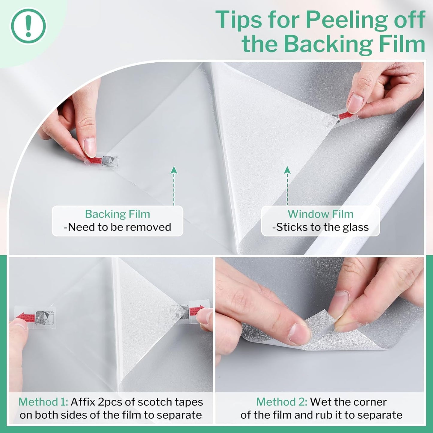 DOWELL Window Privacy Film, Frosted Glass Window Film, Static Cling Non-Adhesive Glass Clings, Sun Blocking Opaque Coverings, Reusable Door Stickers for Bathroom Home Office, Pure, 23.6"x78.7"