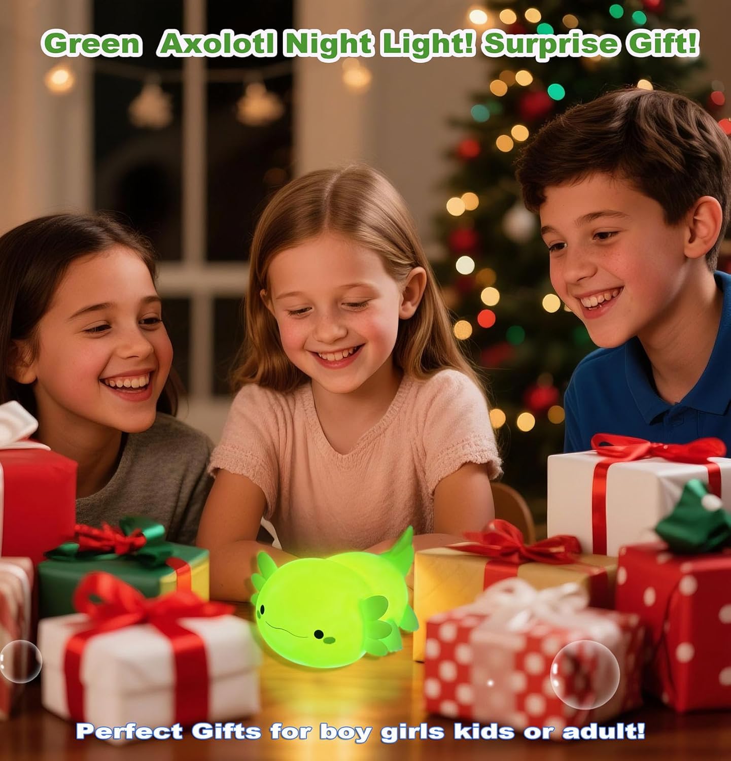 HAPPYBAG Axolotl Night Light,Cute Axolotl lamp Gifts for Kids,Dimmable Silicone Animal Nursery Night Light,Kawaii Rechargeable Bedside Touch Lamp,Baby Room Decor Axolotl Light