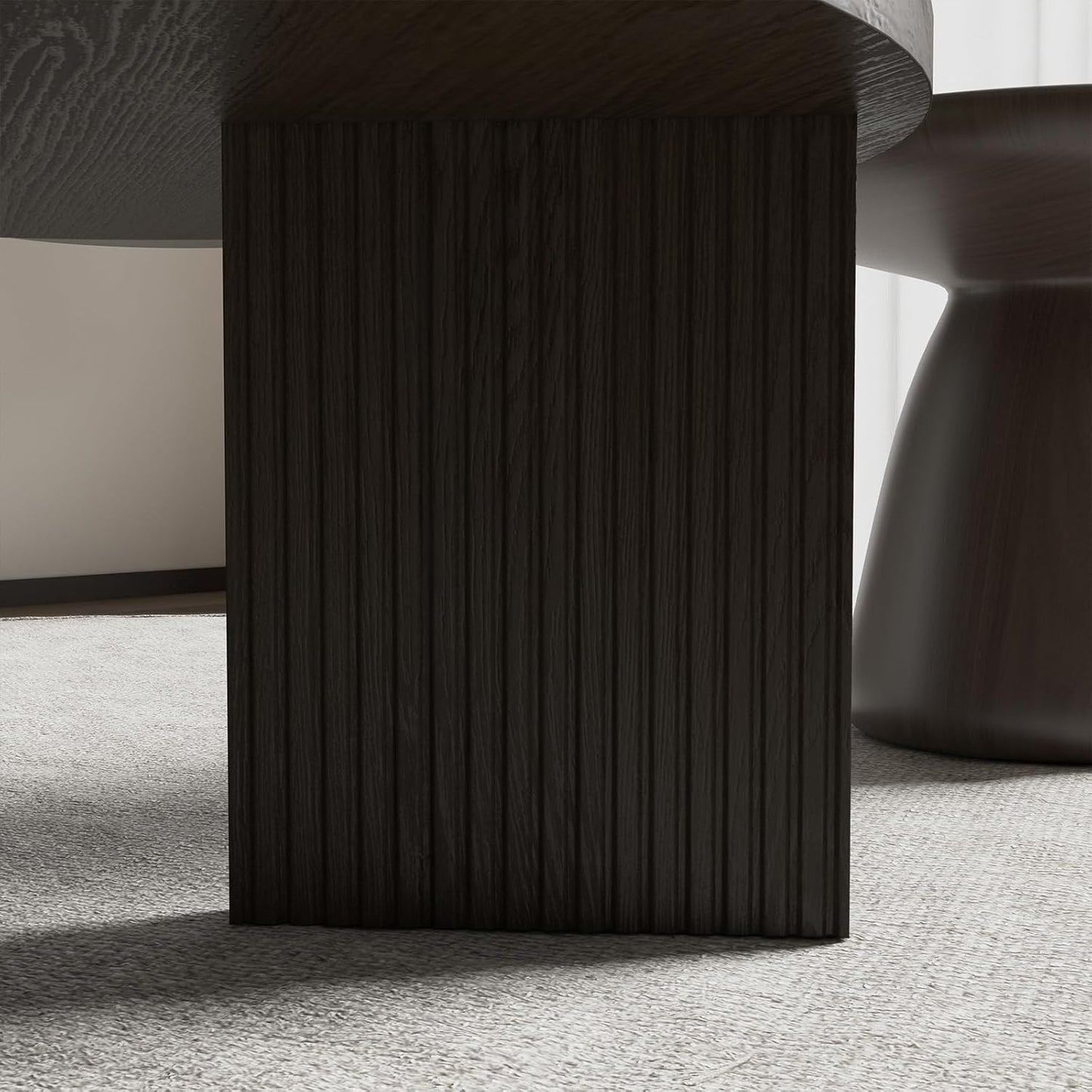 Wooden Round Coffee Table, 35" Coffee Table with Smooth Thick Mesa, Low Circle Center Table with X Shaped Stable Legs, Accent Tea Table for Living Room, Office, Brown