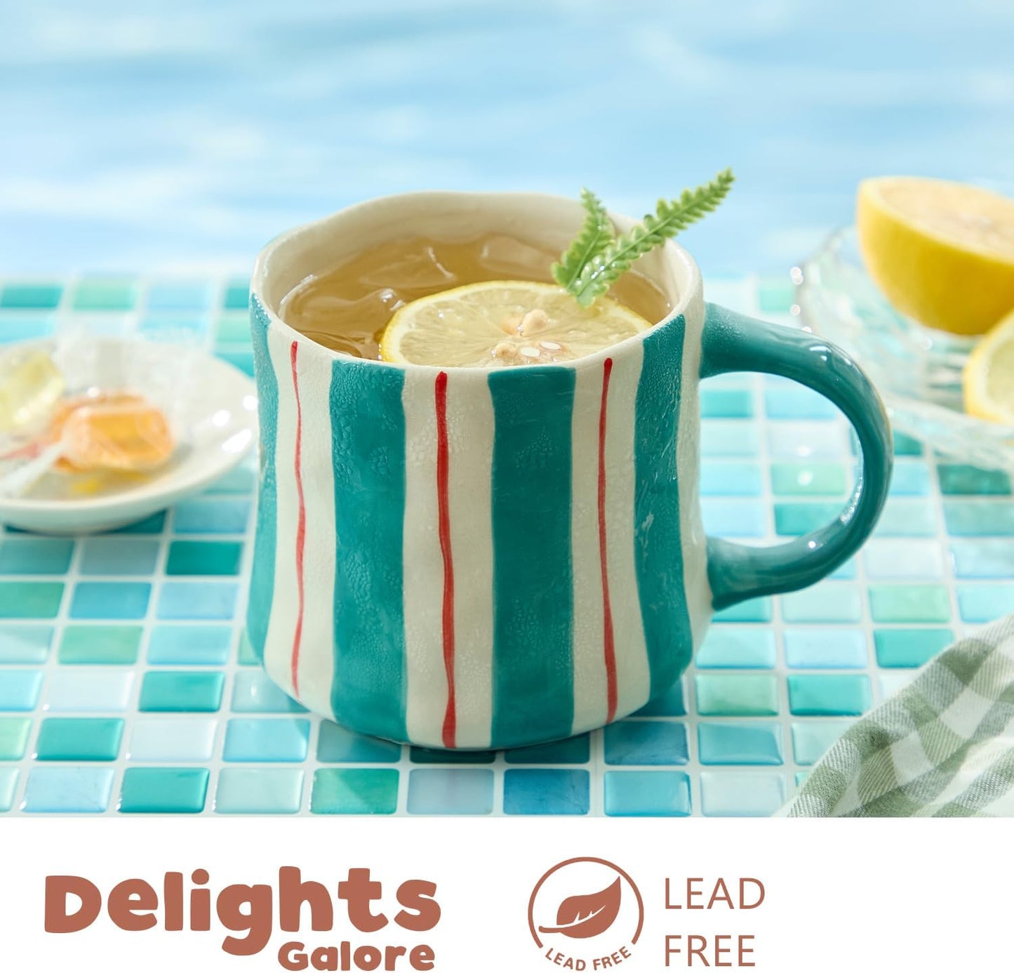 Vibrant Striped Ceramic Coffee Mug - Unique Green Design, 12oz, Microwave & Dishwasher Safe, Perfect for Daily Brews tea or coffee