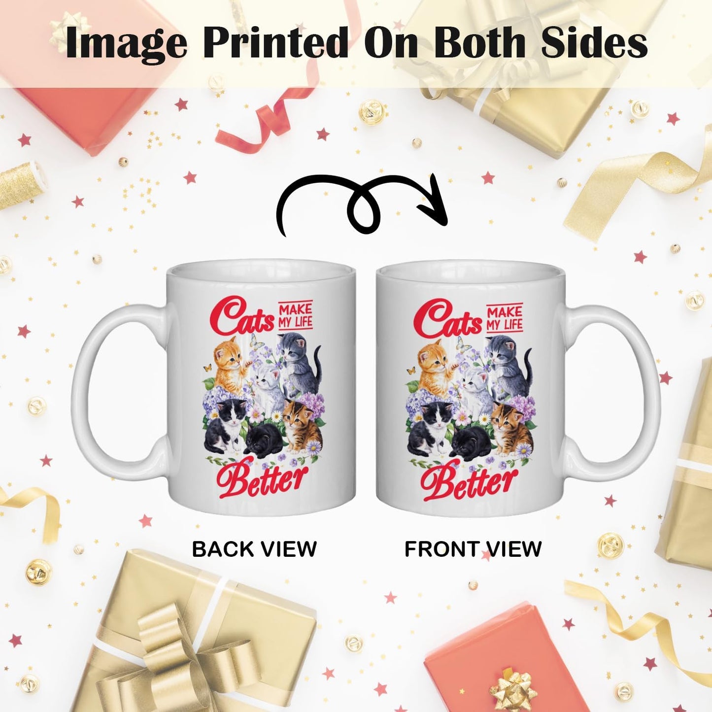 JINYO Cat Coffee Mugs, Cat Coffee Mugs For Cat Lovers,Cat Mom Cup,Cat Mom Mug,Cat Mugs For Cat Lovers Women, Cat Gifts for Cat Lovers Women Girls, Cat Lover Coffee Mug, Cat Lover Gift, Cat Cups, 11oz