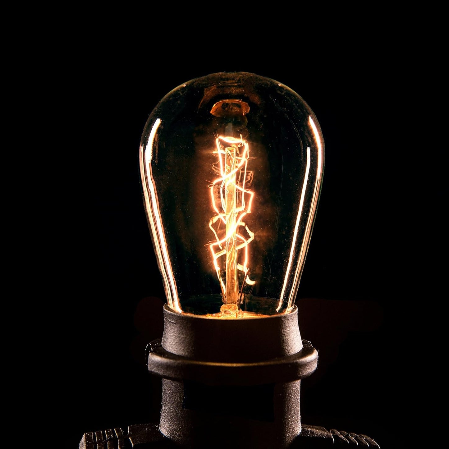 Hometown Evolution, Inc. E26 Outdoor Commercial String Lights with Suspended Socket for Weatherproof Heavy Duty Vintage Outside Lighting (S14 Zig Zag Edison 11 Watt Bulbs, 24 Foot 12 Socket)