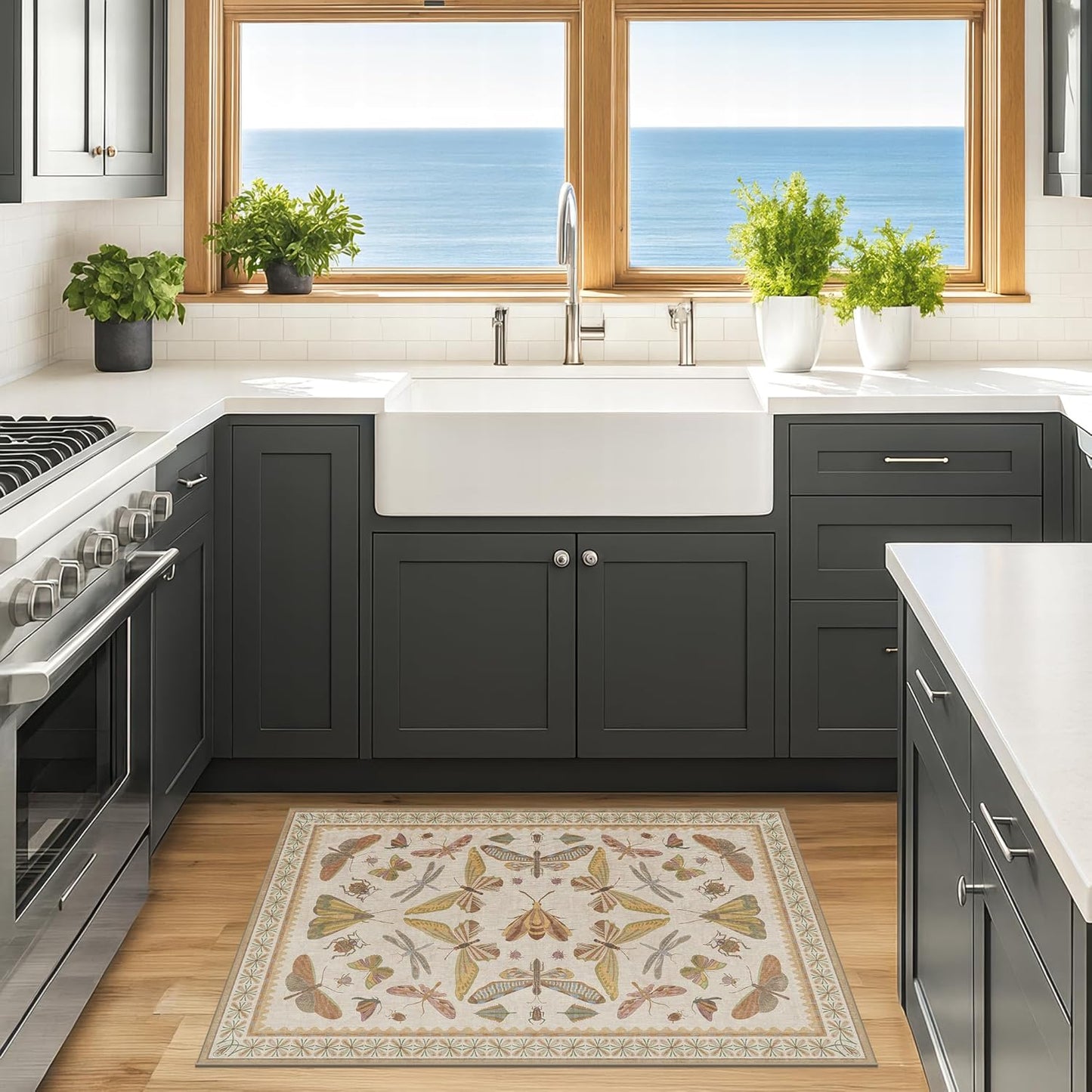 Boho Bathroom Rugs 2x3 Non Slip Washable - Stain Resistant Kitchen Rugs for Entryway, Mudroom, Powder Room, Soft Low Pile Cottagecore Nature Eclectic Small Throw Rug