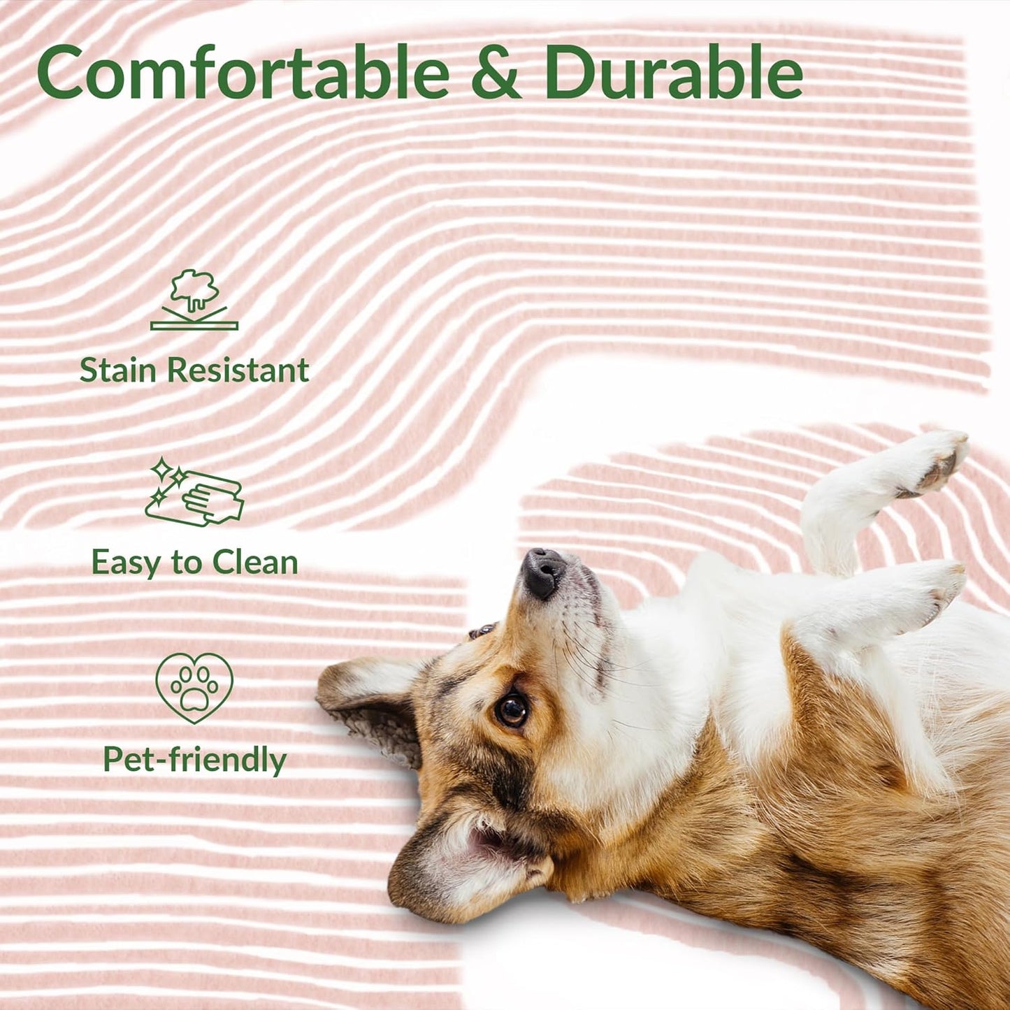 Ultra Soft Area Rug 8x10, Non Slip, Stain Resistant Living Room Rug, Washable Area Rugs for Living Room, Rugs for Bedroom, Modern Abstract Style (Pink, 8x10)