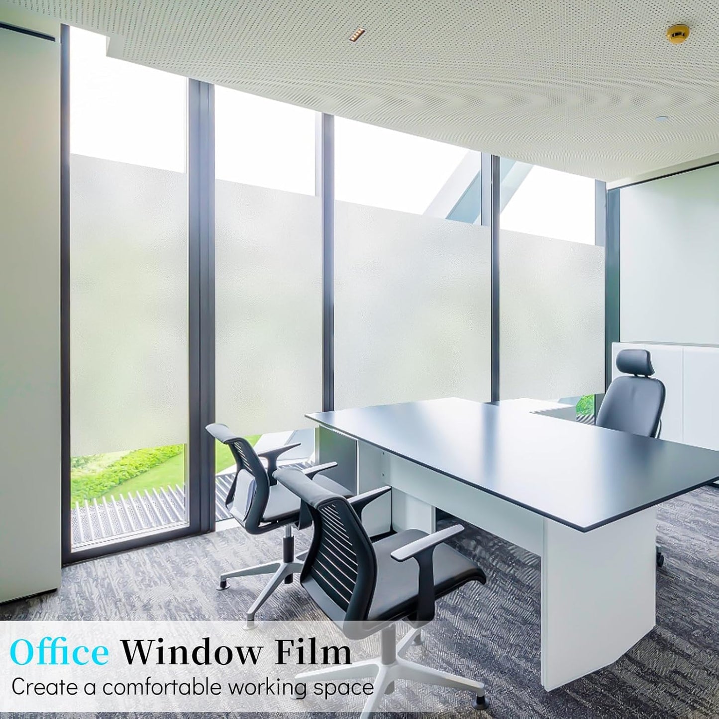 Niviy Frosted Glass Window Privacy Film with Free Installation Tools 23.6 x 118 Inch Static Cling Bathroom Window Frosting Film Day and Night Privacy Windows Cling Home Glass Door Cover