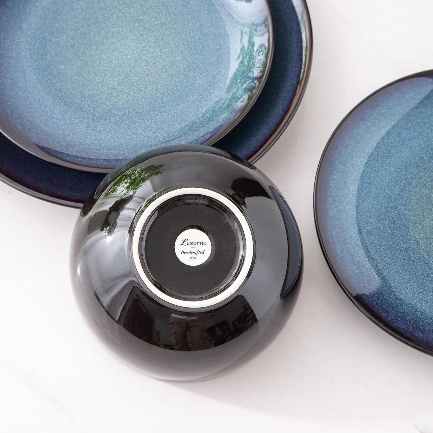 LERATIO Ceramic Dinnerware Sets for 12, 36 Pieces Plates and Bowls Sets, Reactive Glaze Dishes -Scratch Resistant, Dishwasher&Microwave Safe&Oven Safe