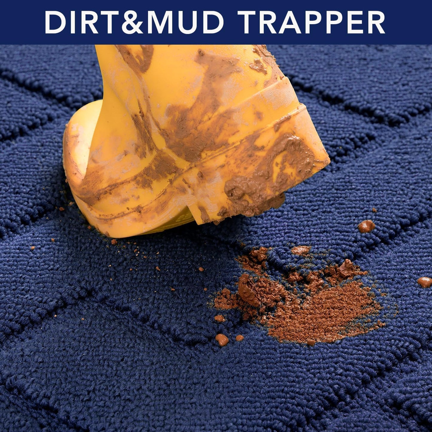 hicorfe Indoor Doormat,Front Back Door Mat Rubber Backing Non Slip Door Mats 24"x35" Absorbent Resist Dirt Entrance Doormat Inside Floor Mats for Entryway Washable Low-Profile (Navy Blue)