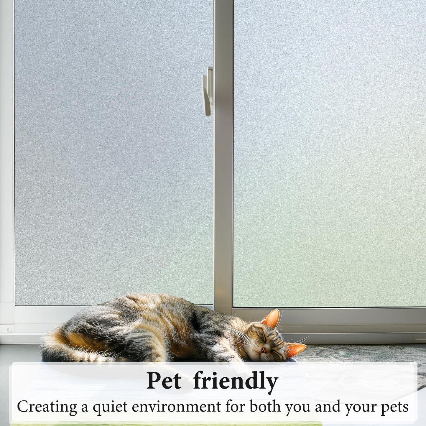 DUOFIRE Privacy Window Film Natural Frosted Glass Film Static Cling Glass Film No Glue Anti-UV Window Sticker Non Adhesive for Privacy Office Meeting Room Bathroom Living Room 23.6in. x 118in. S001