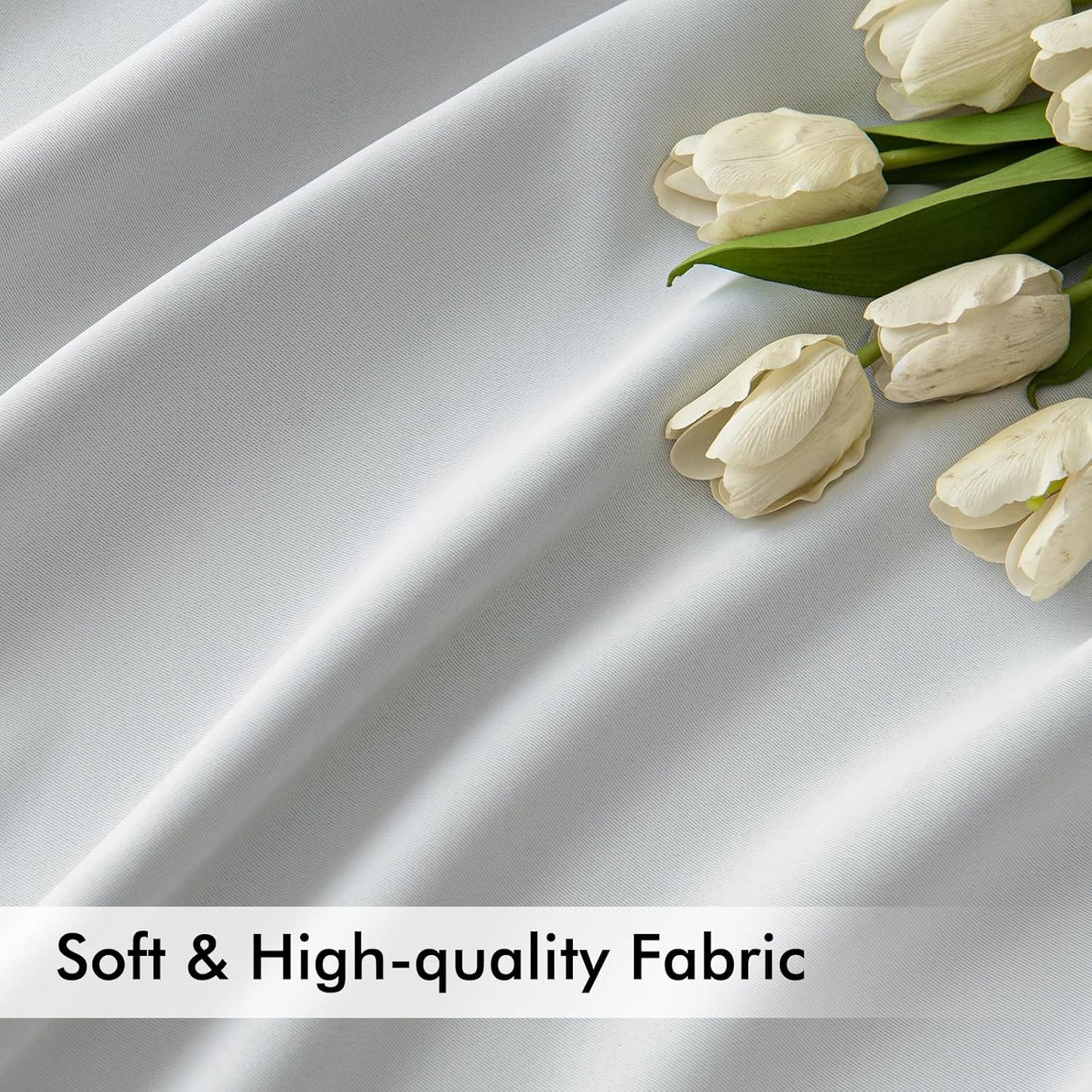 MIULEE Back Tab Light Blocking Curtains 90 Inch Long 2 Panels Set for Living Room Bedroom, Greyish White Rod Pocket/Pinch Pleated Thermal Insulated Room Darkening Blackout Curtains, 52 x 90 Inch