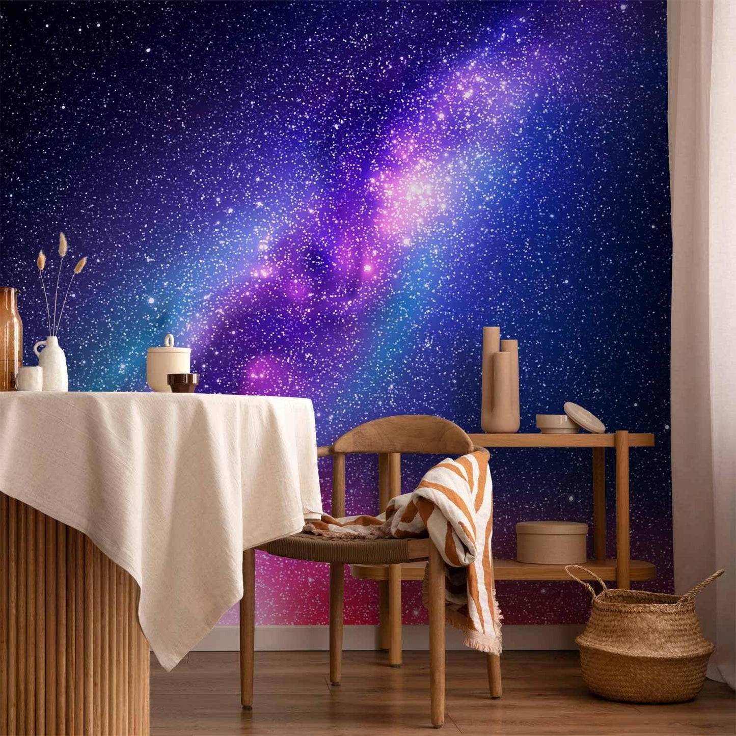 artgeist Premium Wall Mural Galaxy 197x138 in - Non-Woven Wallpaper Fleece Wall Decor Photo Print Picture Image Abstract Space Sky Star Cloud Violet f-C-0487-a-a