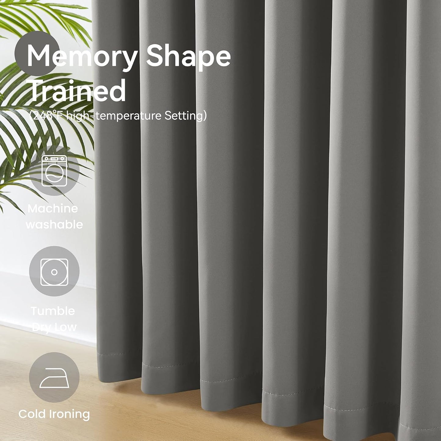 KangBang Grey Pinch Pleated Blackout Curtains 108 Inches Long for Hall Windows, Sound Dampening Light Blocking Soft & Vertical Window Panels Ceiling to Floor for Villa 2 Panels, 40Wx108L