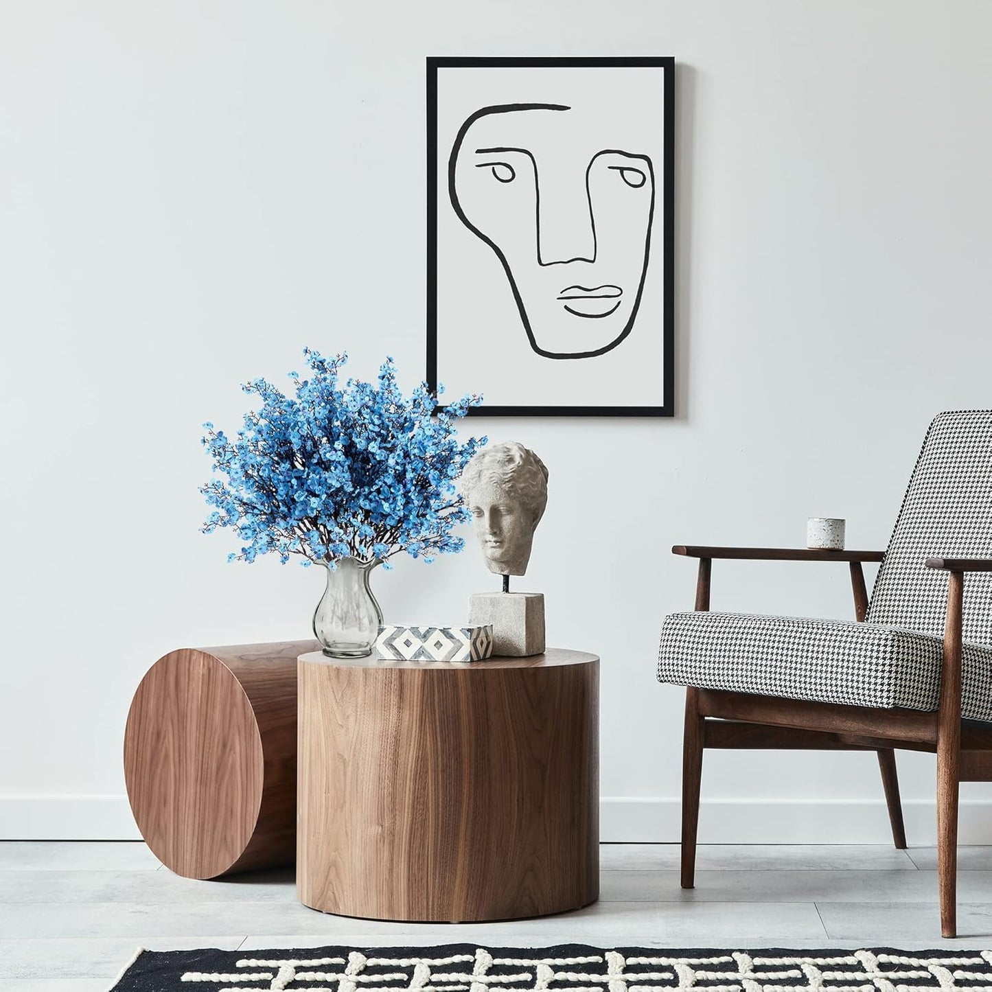 Sggvecsy 6 Pcs Babys Breath Artificial Flowers Gypsophila Bouquets Bulk Real Touch Fake Silk Flowers for Home Wedding DIY Floral Arrangement Kitchen Table Centerpiece Festival Decoration (Blue)