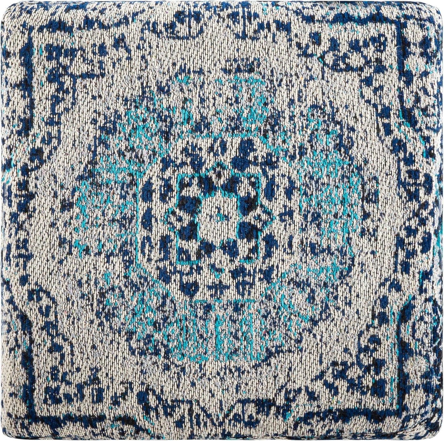 Mark&Day Pouf Ottoman, Kaltenleutgeben Traditional Teal Cube Pouf Foot Rest for Living Room, Bedroom and Boho Home Decor (18"x18"x18")