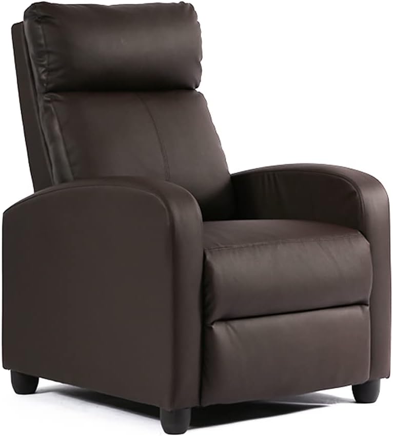 BestMassage | Recliner Chair | No Massage Function | Pu Brown | with Lumbar Support, Adjustable Push Back, Wide Armrests, Footrest & Padded Seat | Easy Assembly | for Living Room, Home Theatre