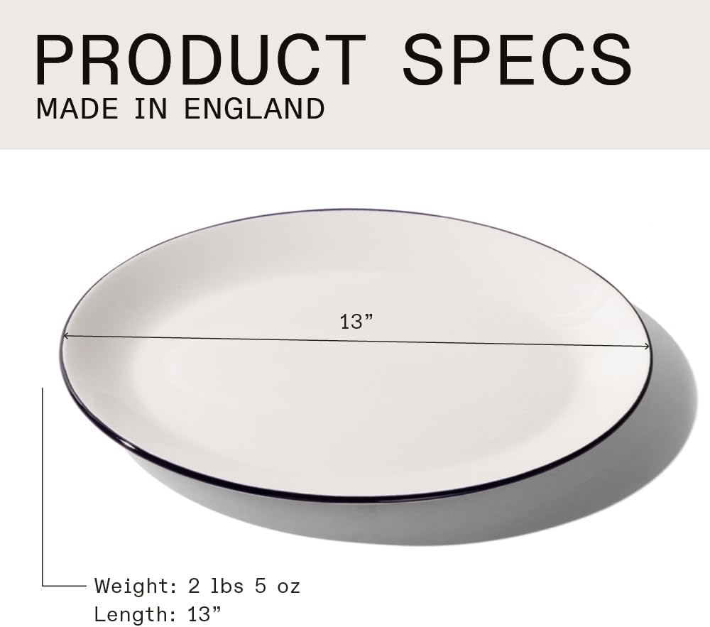 Made In Cookware - Serving Platter - White With Black Rim - Porcelain - Crafted in England