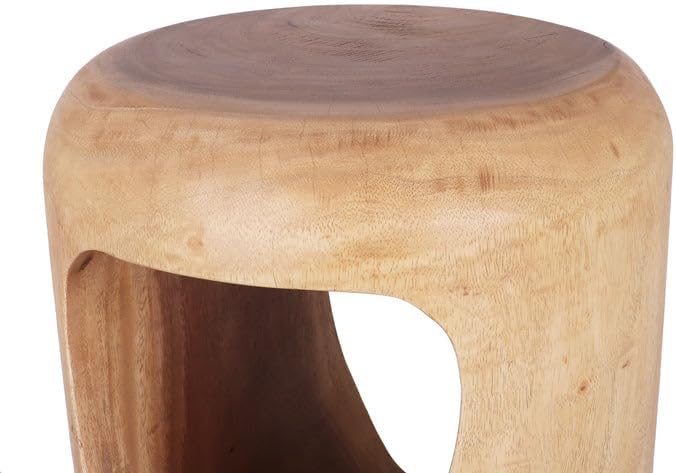 Rutledge & King Naples Wood End Table - Small Round Side Table - Suar Wood Side Table - Round Nightstand/Small Accent Table - Round End Tables Living Room - Wooden Side Table