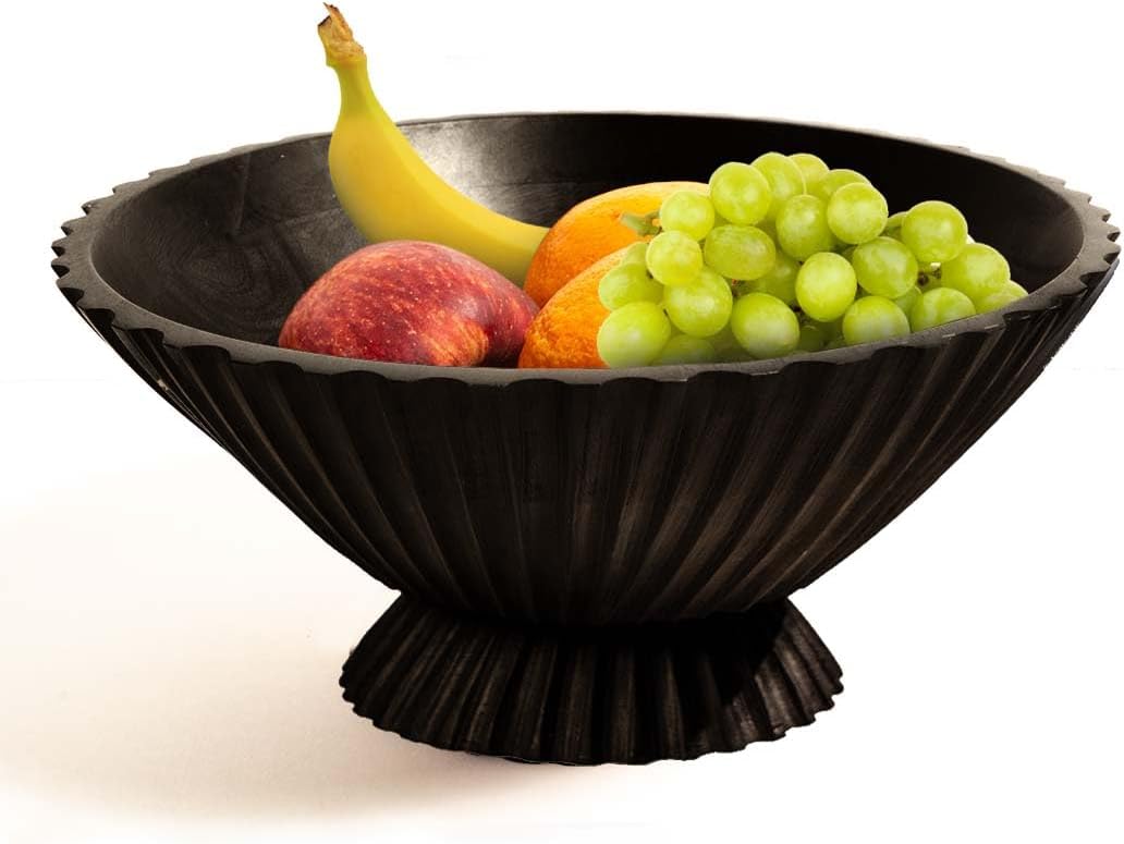 Folkulture Wooden Fruit Bowl for Kitchen Island | (11") Countertop or Eco Friendly Decorative Centerpiece Table Decorations | Decorative-Bowl or Fruits Tray or Fruits Holder for Kitchen Counter Decor