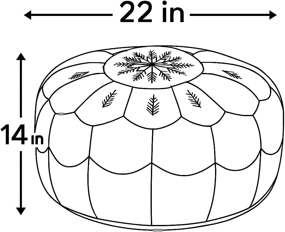Stuffed Arch Design Moroccan Leather Pouf Ottoman, Handmade, Pre-Filled, 100% Genuine Leather, 14” Height x 22” Diameter – Boho Chic Footstool & Living Room Décor (Brown)