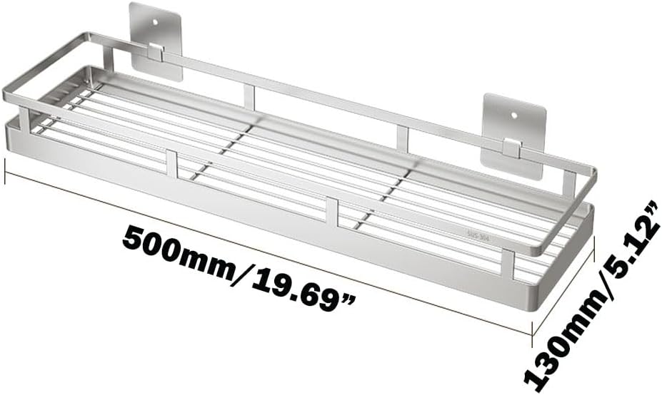 19.69Inch Spice Rack Organizer, SUS304 Stainless Steel Wall Mount Spice Rack Storage Basket, Kitchen Racks, Nail-Free Installation