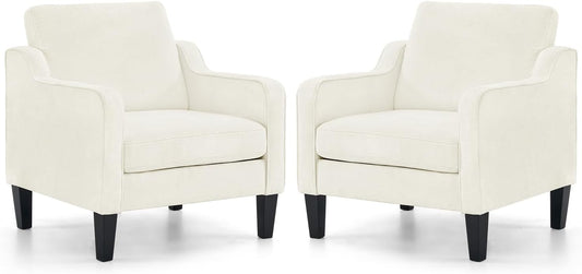 VINGLI Mid Century Modern Accent Chairs Set of 2, Comfy Armchair Chenille Sofa Upholstered Side Reading Chair for Living Room, Bedroom, Play Room, Apartment, Office