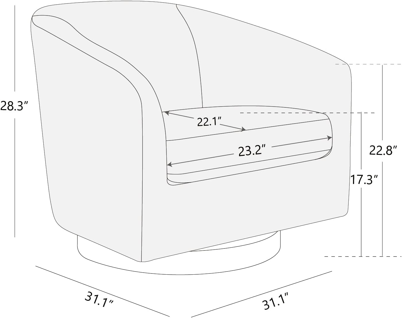 CHITA Swivel Accent Chair, FSC Certified Upholstered Velvet Barrel Chair for Living Room, Fully Assembled, Grey