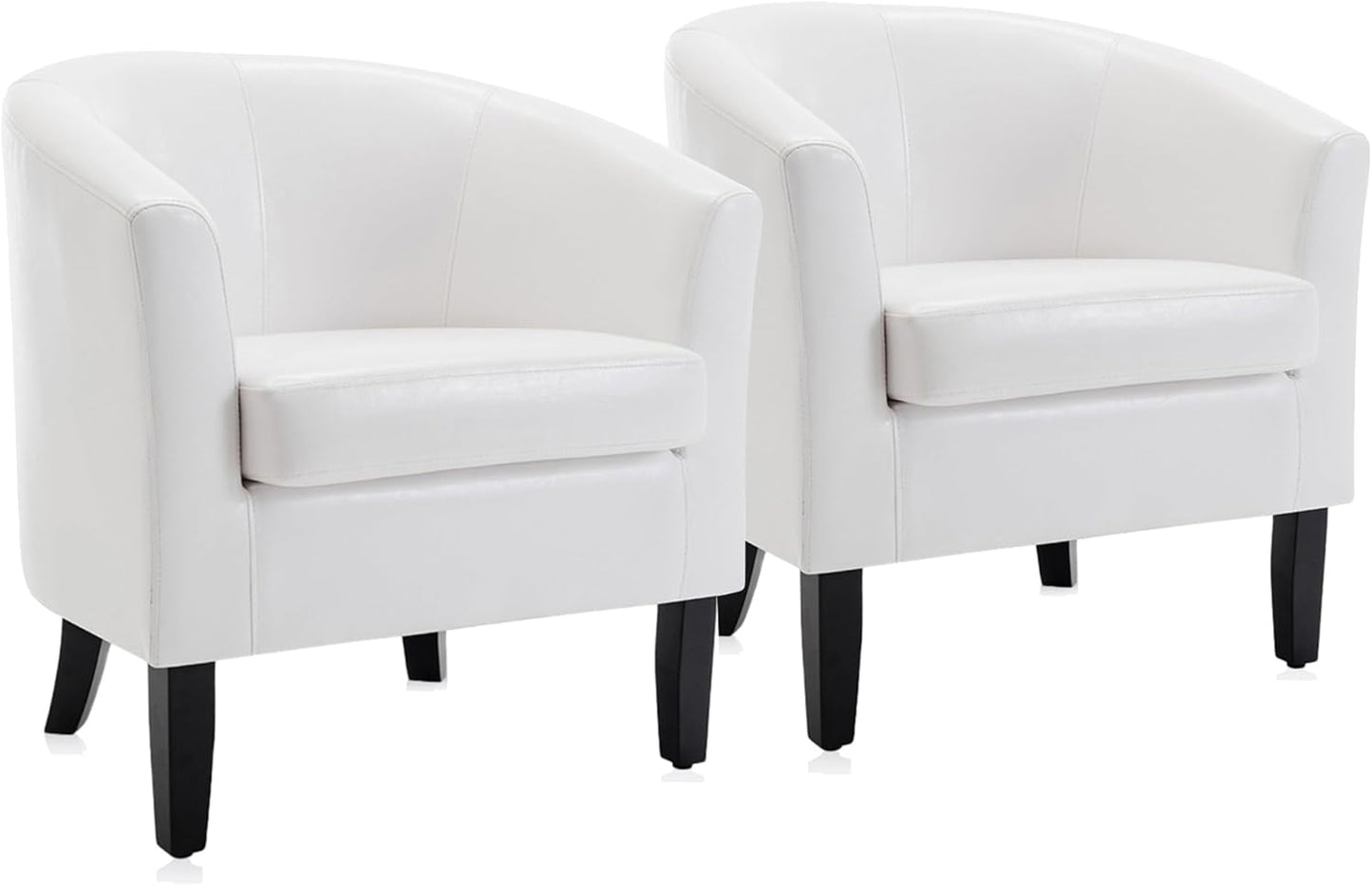 BELLEZE Accent Barrel Chair, Set of 2 lub Tub Sofa Corner Chair with Flared Legs and Cozy Soft Padding for Living Room Bedroom Waiting Room - White