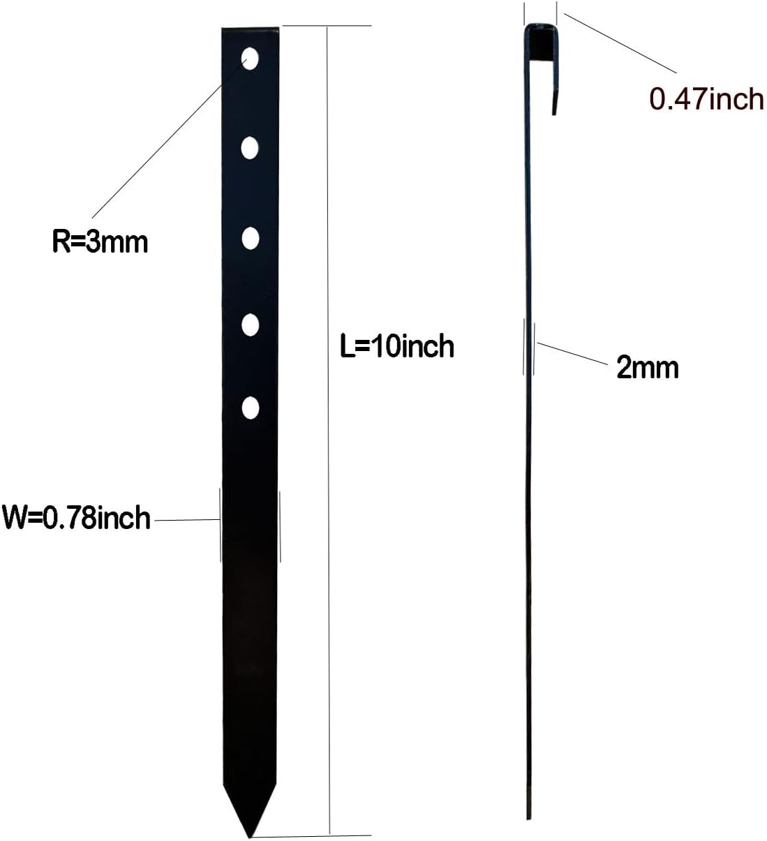 24Pcs Metal Garden Landscape Edging Stakes Black,10in anchoring Stakes Landscape Anchoring Spikes for Terrace Board, Grass Barrier, Landscape Edging Coil, Garden Liner, Bender Board