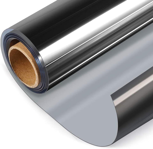 HIDBEA One Way Privacy Window Film, Daytime Privacy Sun Blocking Anti UV Reflective Window Film Heat Control Static Cling Window Tint Film for Home and Office, Black Silver, 41.3 x 78.7 Inch