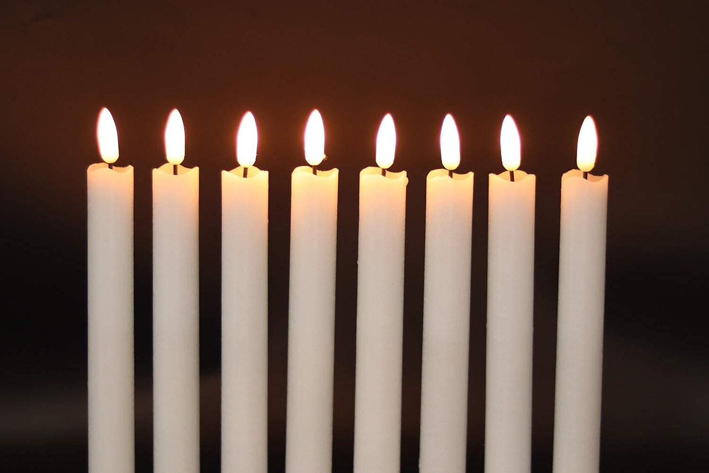 GenSwin Flameless White Taper Candles Flickering with 10-Key Remote, Battery Operated Led Warm 3D Wick Light Window Candles Real Wax Pack of 6, Christmas Home Wedding Decor(0.78 X 9.64 Inch)