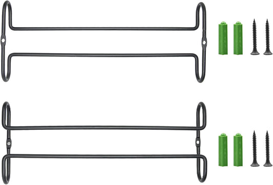 10 Inch Wine Glass Rack Under Cabinet Shelf Stemware Storage Hanging Hanger Organizer Glasses Holder with Drying Under Counter Metal for Kitchen and Bar Set of 2 Black