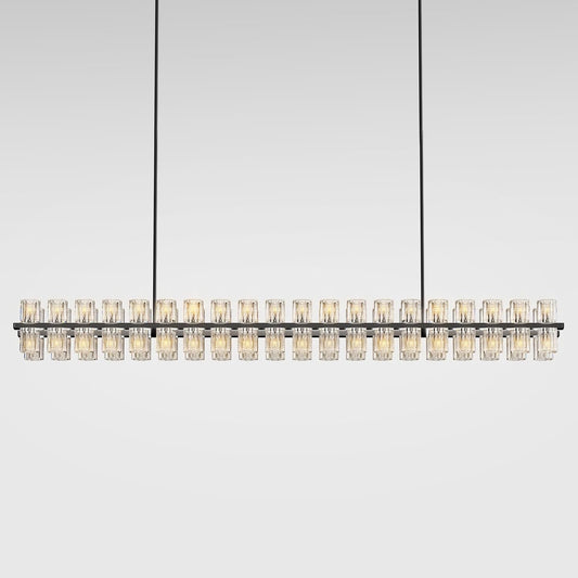 Crystal Black Rectangular Chandelier Light Fixture,72 in Large Dining Room Chandelier Over Table,Modern Chandeliers for Living Room,Arcachon Chandeliers,Kitchen Island,Includes 80xG4 Bulbs