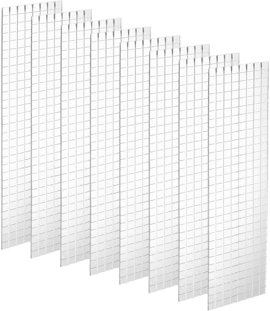 HARFINGTON 8 Sheet 3840 Pieces Self Adhesive Mirror Mosaic Tiles 5x5mm Small Square Mirror Tiles Sticker Disco Ball Stickers Mini Glass Tiles for DIY Craft Party Home Decoration, Silver
