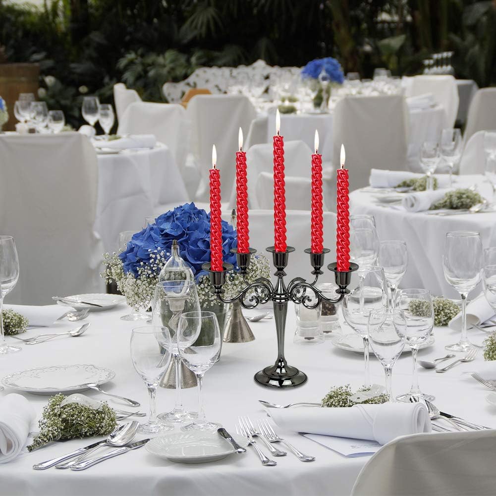 Metal Candelabra 5-Candle 10.1 Inch Tall Candle Holder Stick for Home Wedding Event and Party Festival,Black