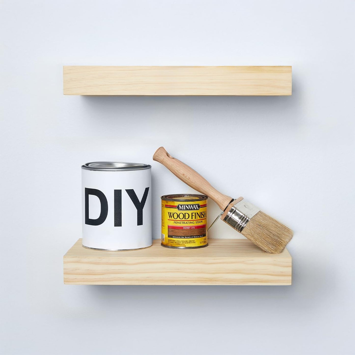 Homeforia 12 inch Natural Floating Shelf, High End Solid Real Wood 12inch Small Floating Shelves for Wall Mounted, Natural Wooden Floating Shelves, Heavy Duty Bracket, 12 X 6.5 X 1.75 in, Set of 4