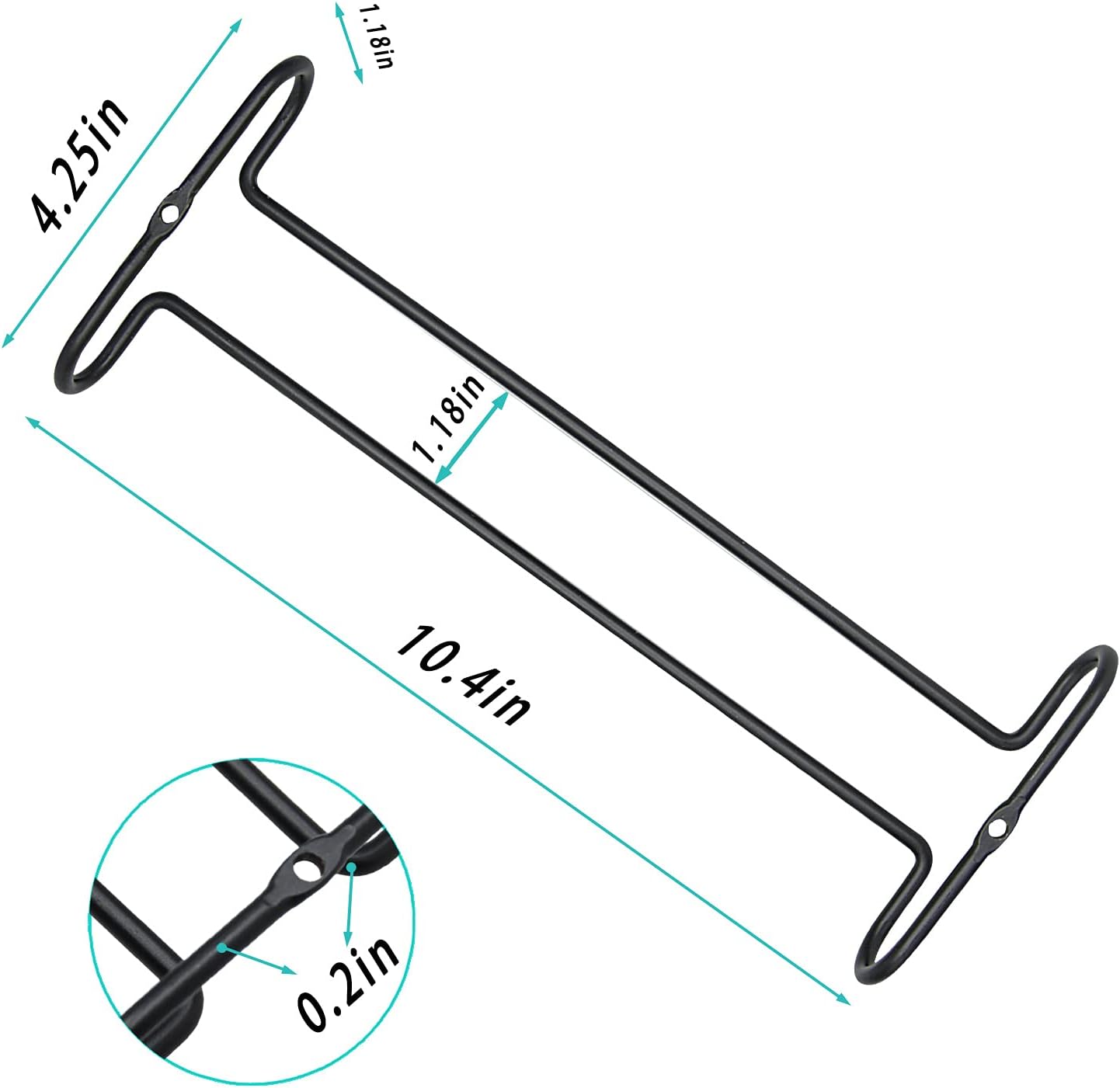 10 Inch Wine Glass Rack Under Cabinet Shelf Stemware Storage Hanging Hanger Organizer Glasses Holder with Drying Under Counter Metal for Kitchen and Bar Set of 2 Black