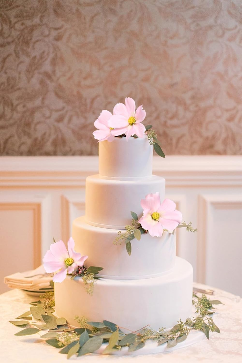 IPOPU Light Pink Flowers Artificial Daisies 5PCS Silk Cosmos Wild Flowers 24.5" Fake Pink Daisies for Vase for Home Decor Floral Arrangements Wedding Bouquets for Bride