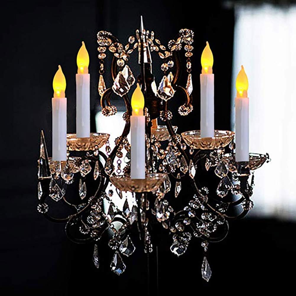 Pack of 24 Flameless Taper LED Candles - Battery Operated Flickering Ivory - Perfect for Wedding, Christmas, Parties - 6.5 Inch - White Plastic