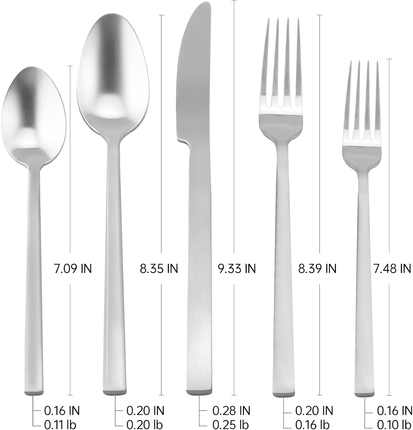 Stainless Steel Flatware Set Hand Forged 18/10 Silverware Set Cutlery Set Silver Cuboid Handle Matte Finished 20 Pieces Service for 4