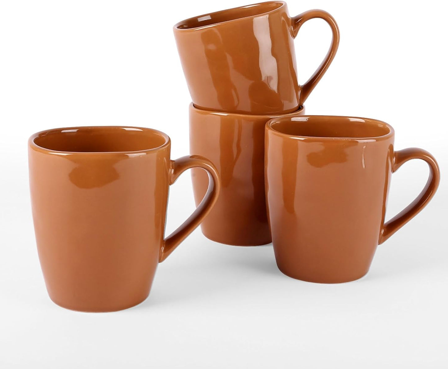 famiware Aurora Coffee Mugs, 14oz Mug Set of 4, Stoneware Mug, Cups for Kitchen, Cappuccino, Latte, Reactive Glaze, Microwave Safe, Scractch-resistant, Brown