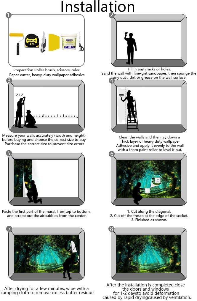 Fantasy Forest Wallpaper, Large Wall Background Mural for Living Room Sofa Background Wall Mural(Non-self-Adhesive)