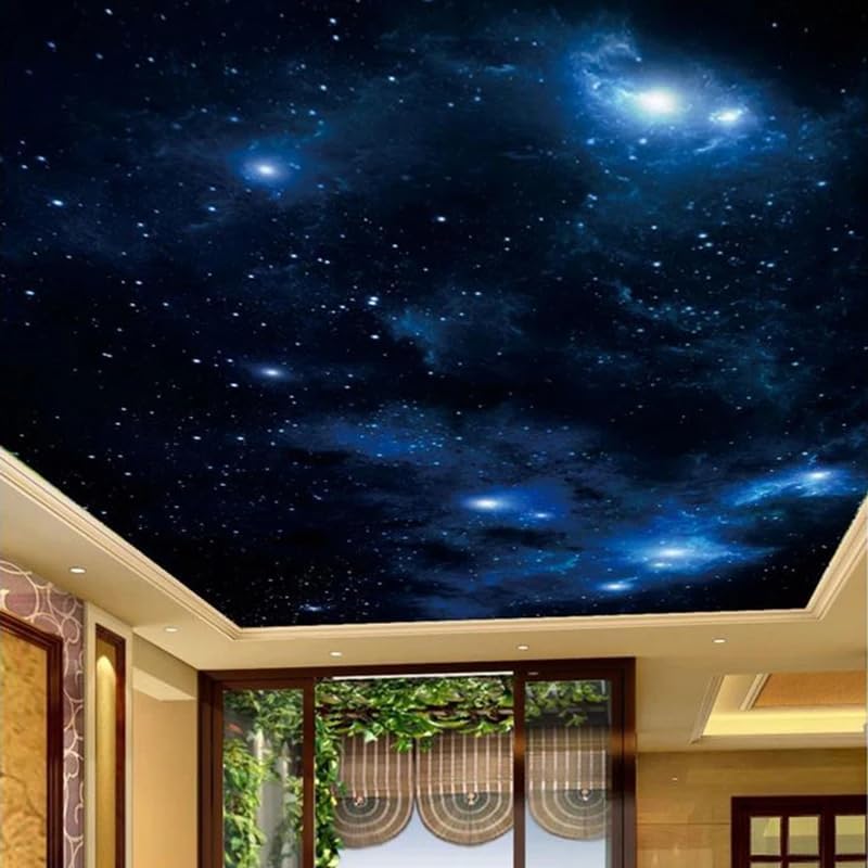 Custom 3D Galaxy Wallpaper Beautiful Starry Sky Ceiling Wall Mural Modern Living Room Bedroom Ceiling Planets Wallpaper