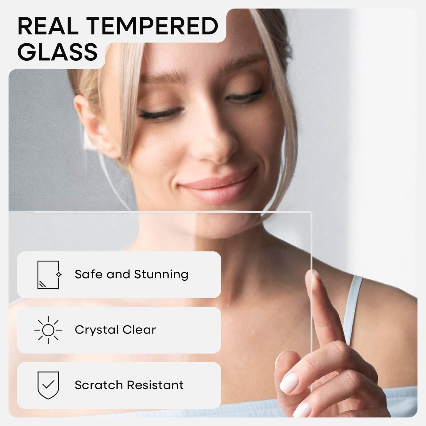 Homeforia 24x24 White Picture Frame, High End Oak 24 x 24 Square Wood Frames with Mat 20 by 20 inches Photo, 24by24 White Wooden Poster Frames Matted to 20x20 Print, Tempered Glass, Wall Kit, Set of 1