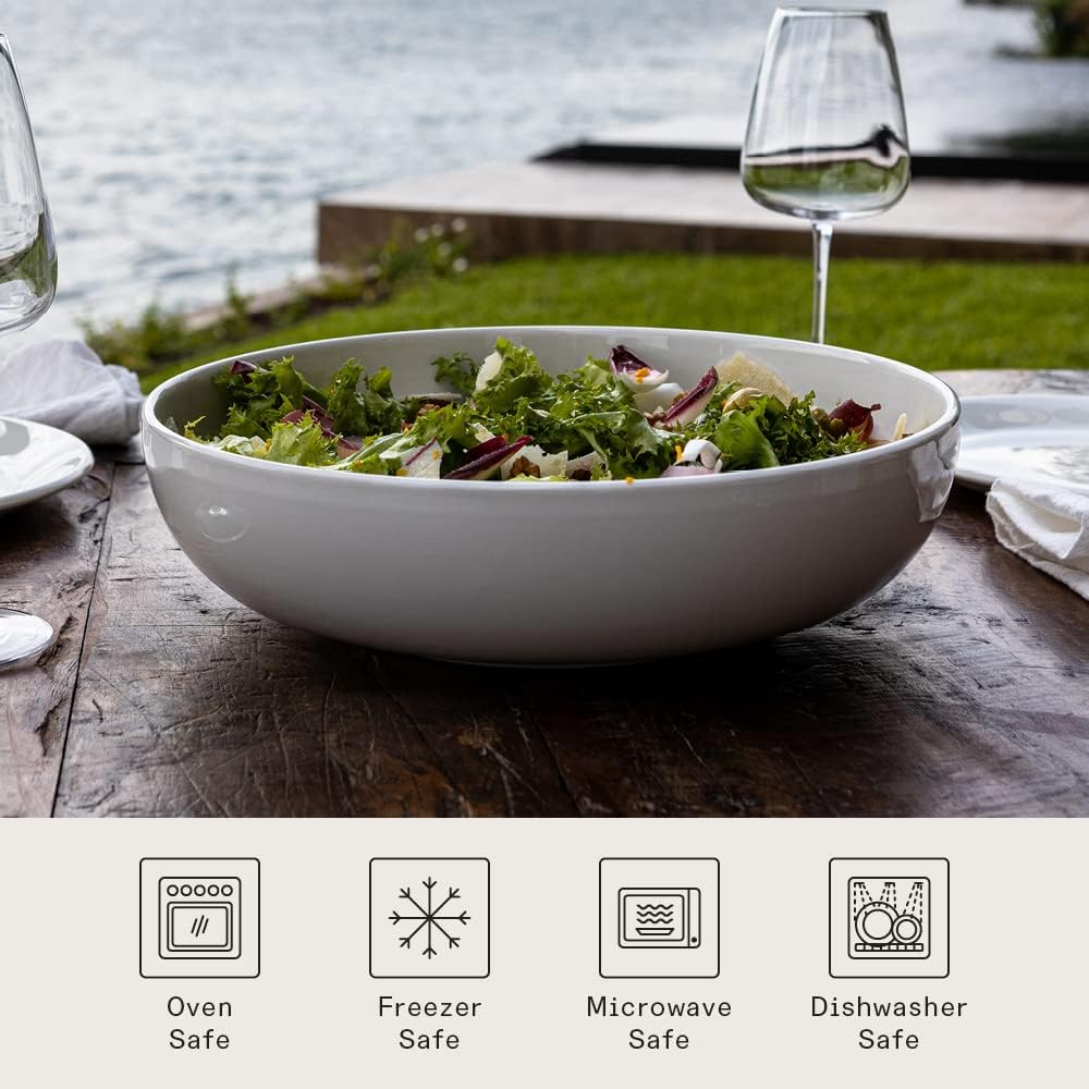 Made In Cookware - Serving Bowl - White With Navy Rim - Porcelain - Crafted in England