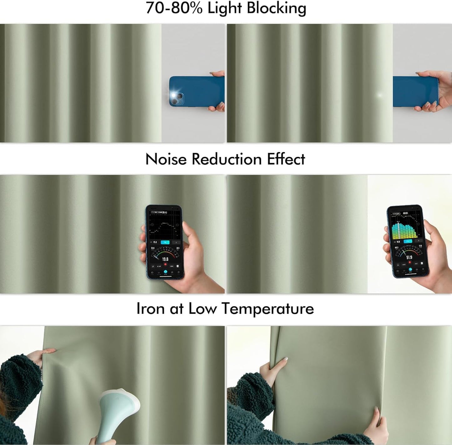 MIULEE Back Tab Sage Green Curtains 108 Inch Long 2 Panels Set for Living Room Bedroom Privacy, Rod Pocket/Pinch Pleated Light Blocking Extra Long Thermal Insulated Room Darkening Blackout Drapes